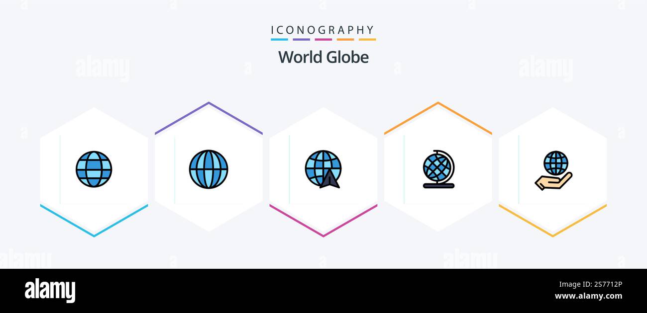 Globe 25 FilledLine icon pack including . internet. globe. globe. globe Stock Vector