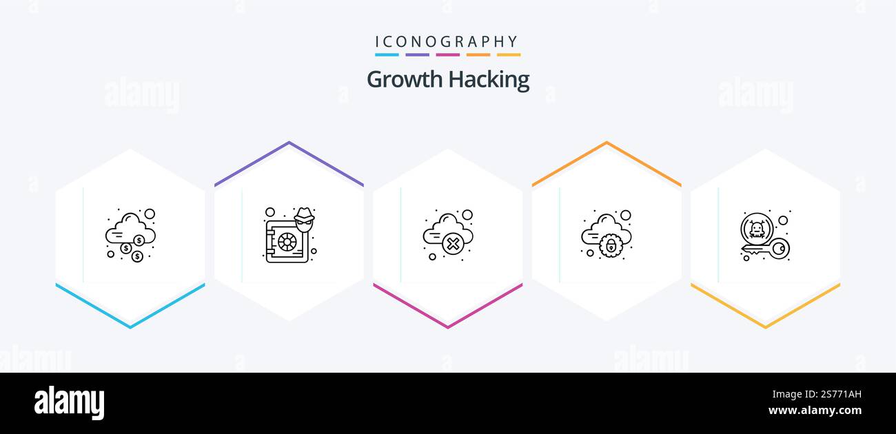 Hacking 25 Line icon pack including internet. lock. safe. cloud. error Stock Vector