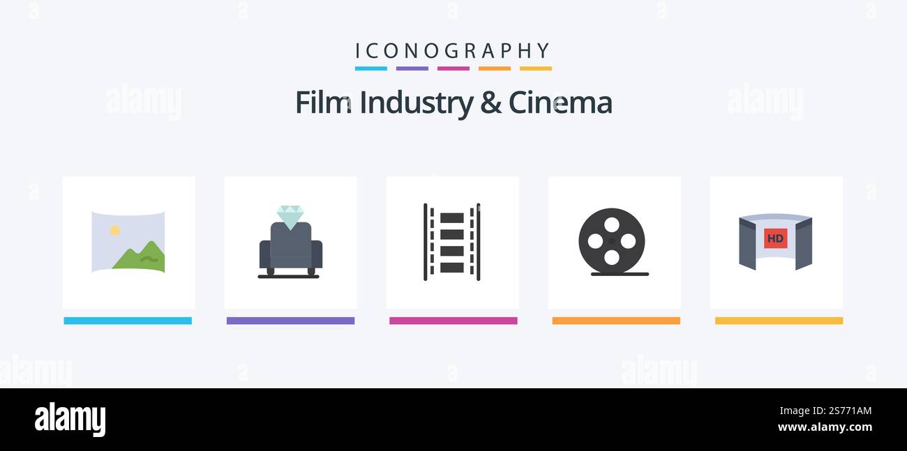 Cenima Flat 5 Icon Pack Including screen. cinematography. film ...