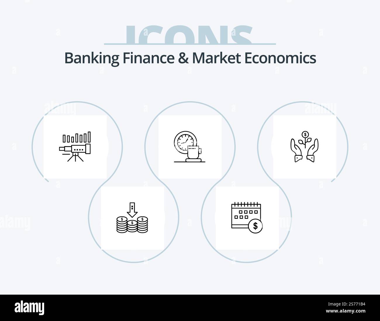 Banking Finance And Market Economics Line Icon Pack 5 Icon Design ...