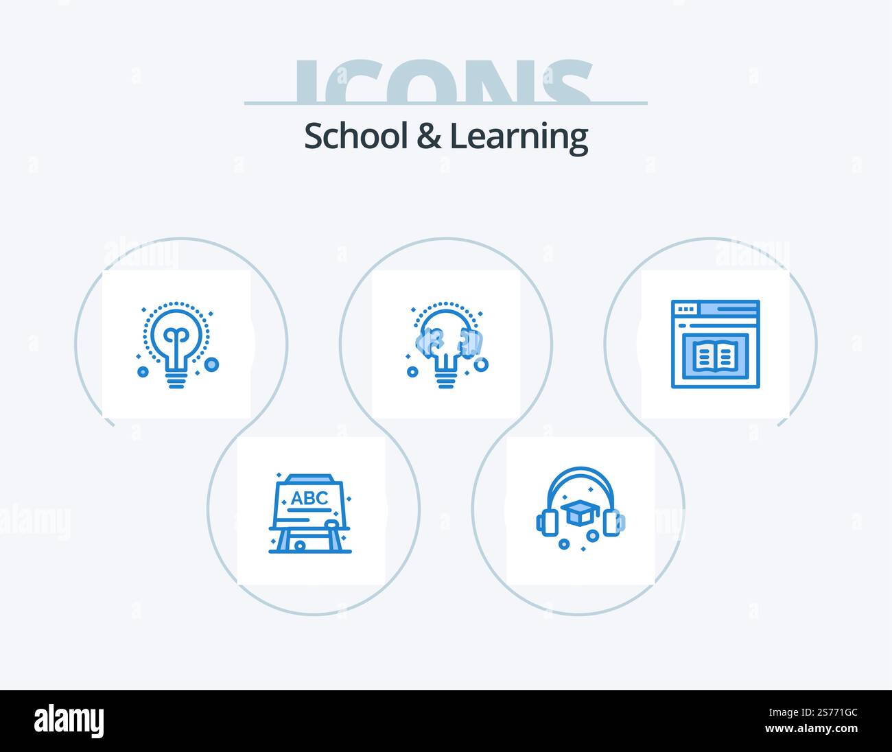 School And Learning Blue Icon Pack 5 Icon Design. education. diploma ...