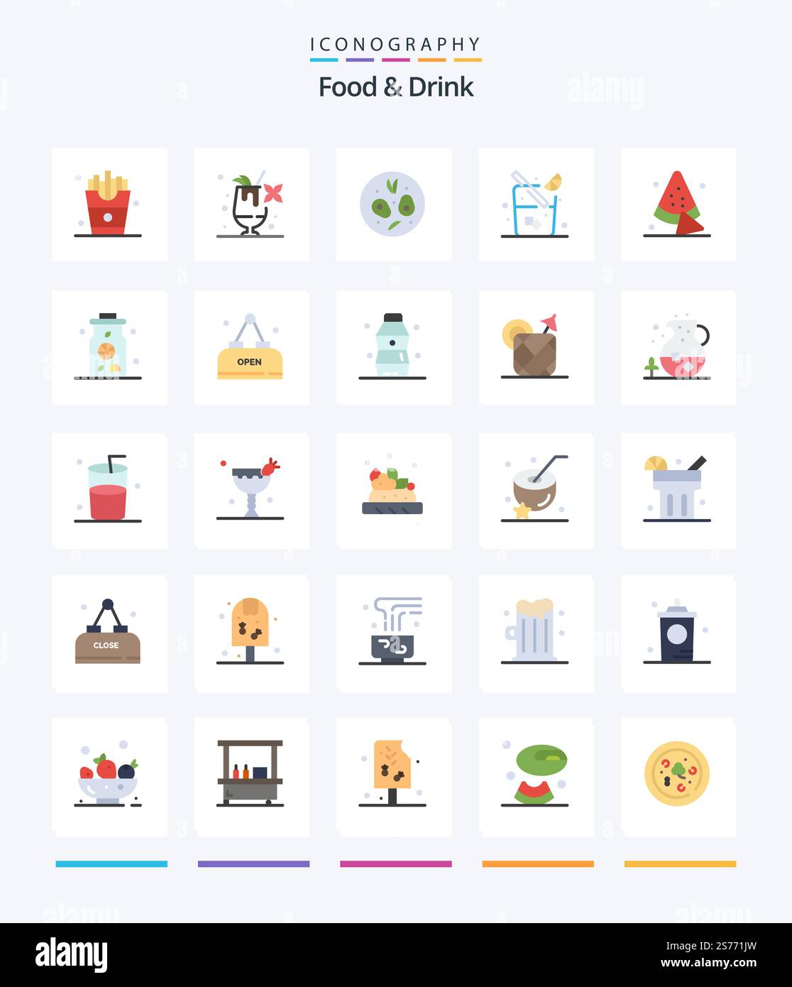 Creative Food And Drink 25 Flat icon pack Such As watermelon. drink ...