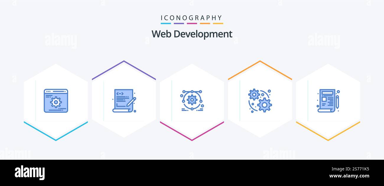 Web Development 25 Blue icon pack including drawing. design. development. blueprint. web Stock Vector