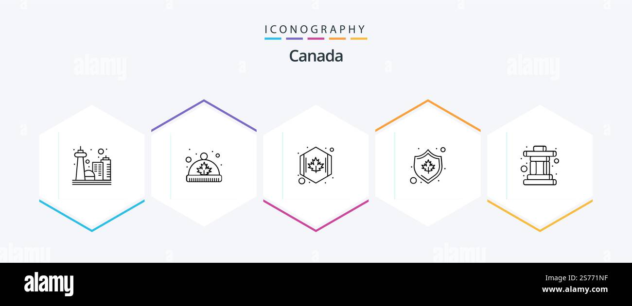 Canada 25 Line icon pack including inukshuk. shield. canada. security. canada Stock Vector