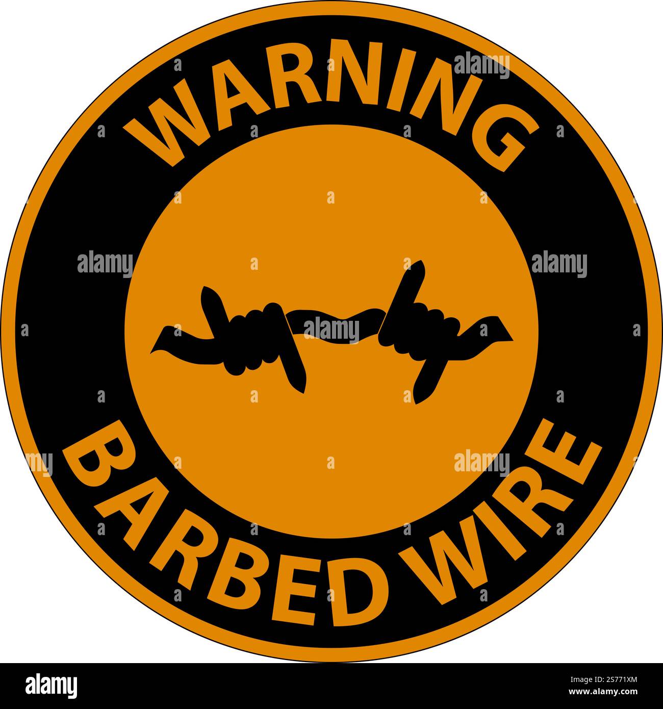Warning Sign Barbed Wire On White Background Stock Vector