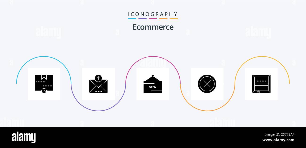 Ecommerce Glyph 5 Icon Pack Including remove. delete. sent. close ...