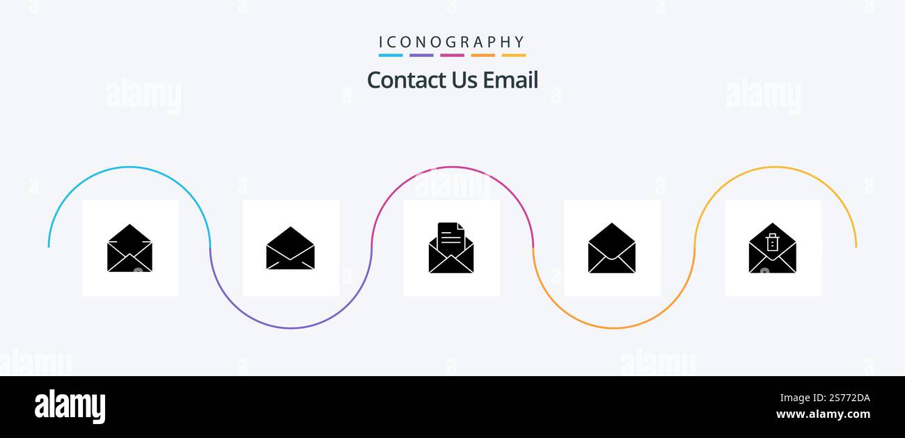 Email Glyph 5 Icon Pack Including . sms. delete. mail Stock Vector