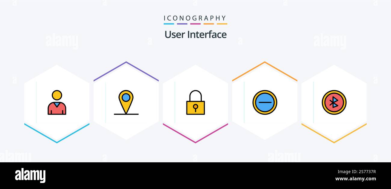 User Interface 25 FilledLine icon pack including . user interface. password lock. ui. user Stock Vector