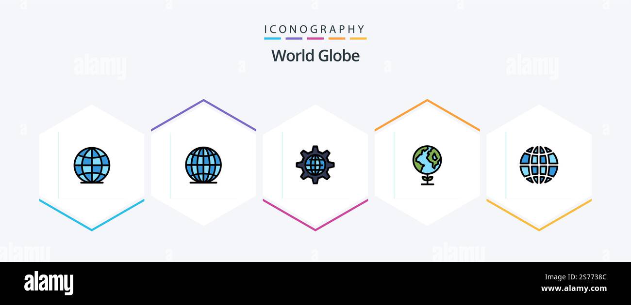 Globe 25 FilledLine icon pack including . . eco. internet. global Stock Vector
