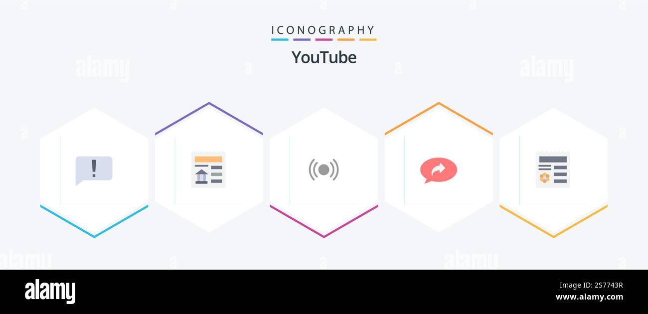 Youtube 25 Flat icon pack including basic. arrow. basic. chat. ux Stock Vector