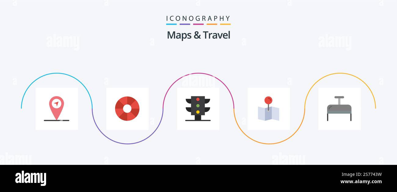 Maps and Travel Flat 5 Icon Pack Including . map. travel Stock Vector ...