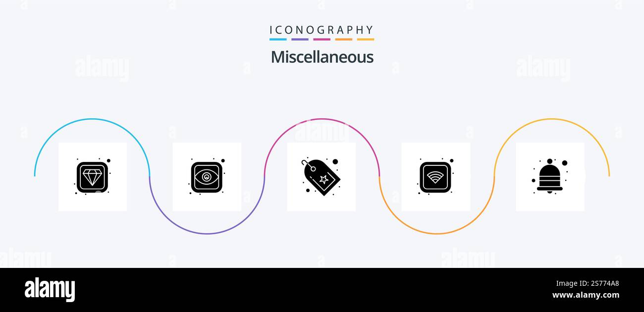 Miscellaneous Glyph 5 Icon Pack Including interface. bookmark. wifi. connection Stock Vector