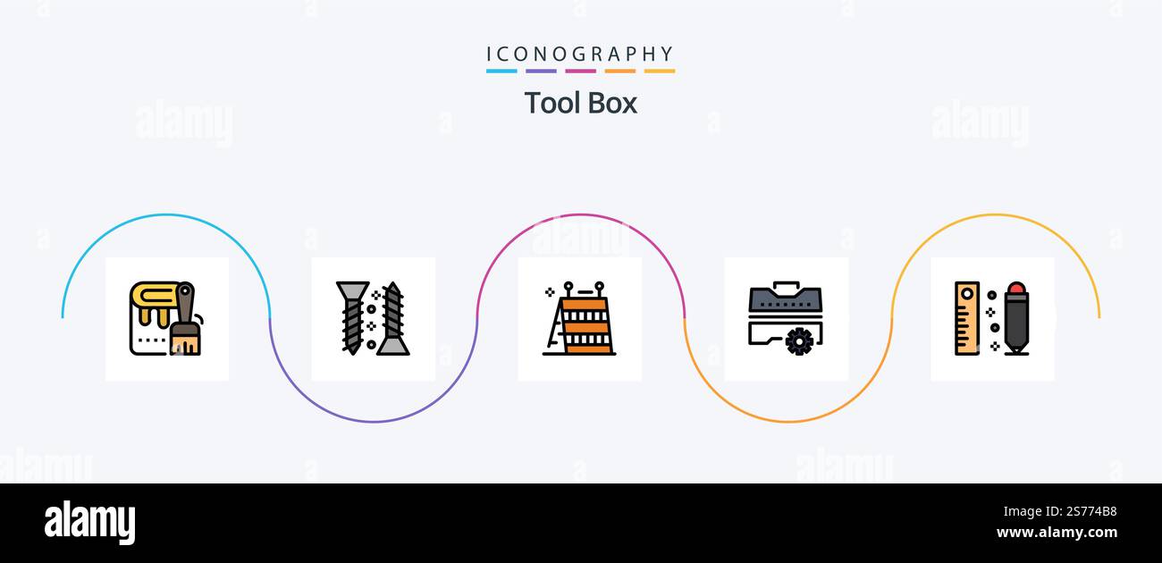 Tools Line Filled Flat 5 Icon Pack Including measuring. tools. barrier ...