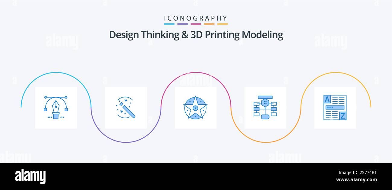 Design Thinking And D Printing Modeling Blue 5 Icon Pack Including ...