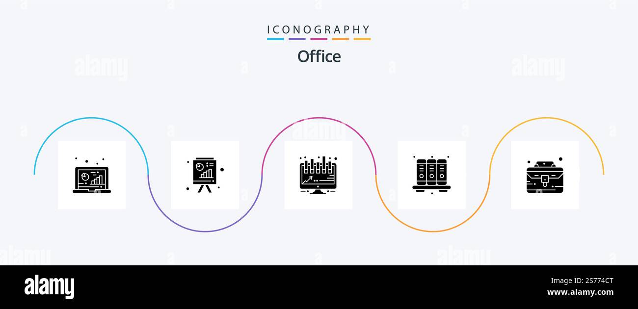 Office Glyph 5 Icon Pack Including case. notebook. business report ...