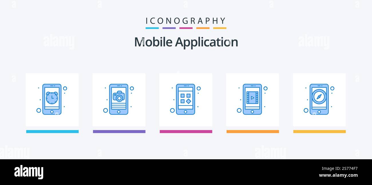 Mobile Application Blue 5 Icon Pack Including interface. app. mobile ...
