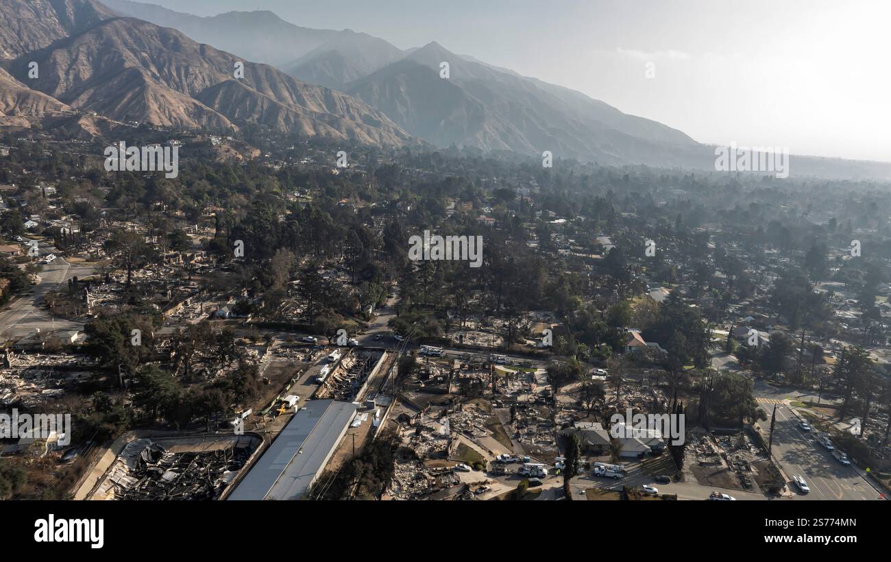 Altadena, United States. 18th Jan, 2025. Drone view of the community of ...