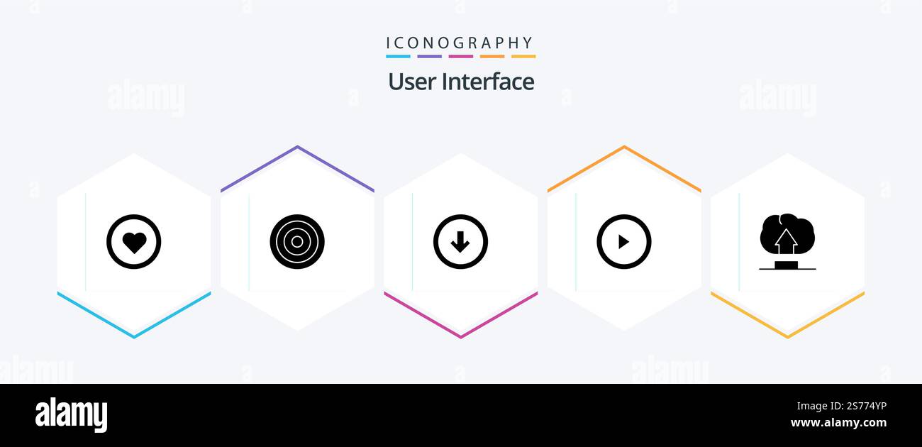User Interface 25 Glyph icon pack including upload. user. arrow. play. down Stock Vector
