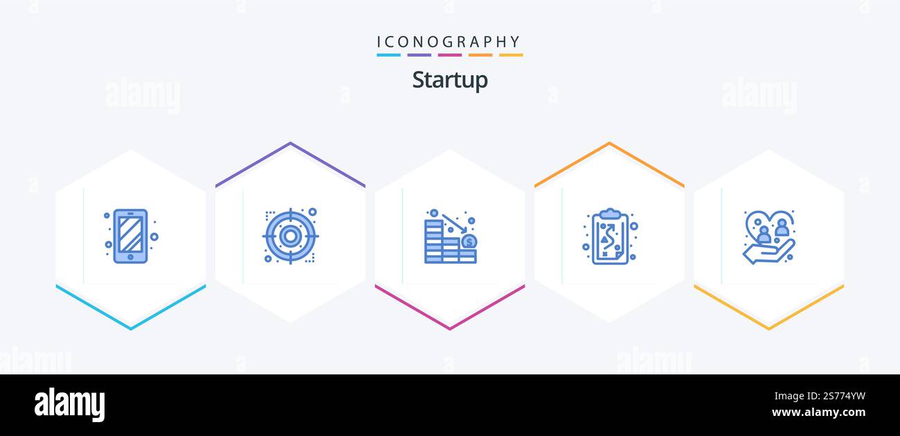 Startup 25 Blue icon pack including human. care. decrease. tactics. path Stock Vector