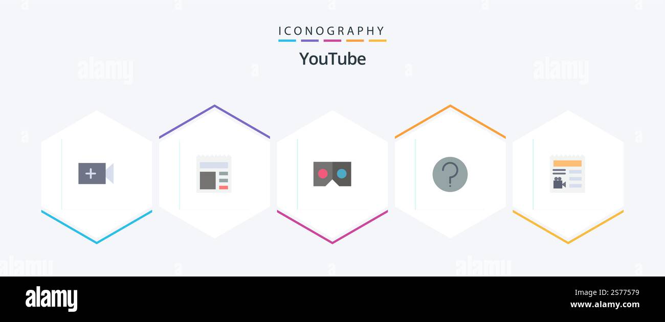 Youtube 25 Flat icon pack including video. document. glasses. mark. help Stock Vector