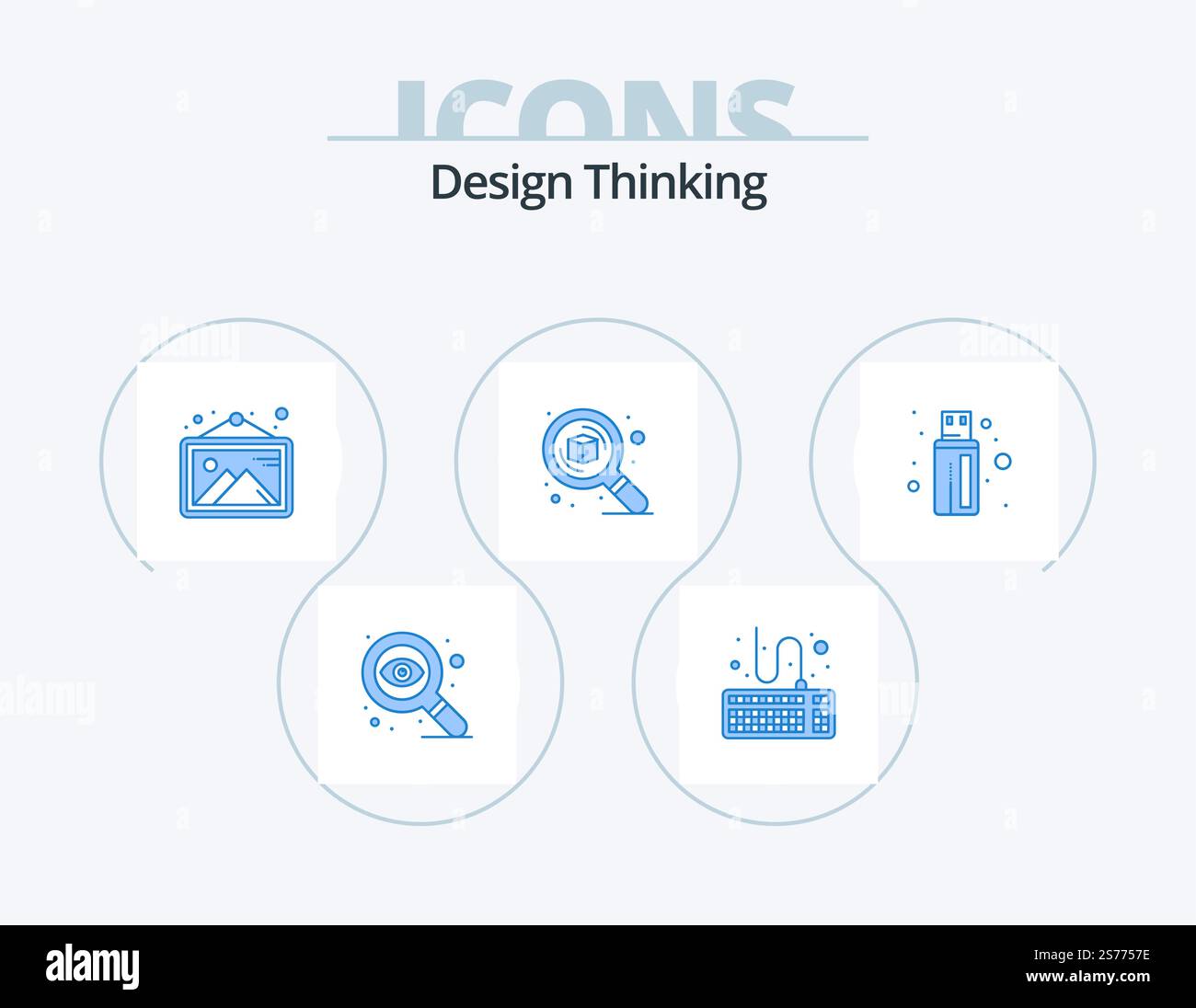 Design Thinking Blue Icon Pack 5 Icon Design. connector. zoom. image ...