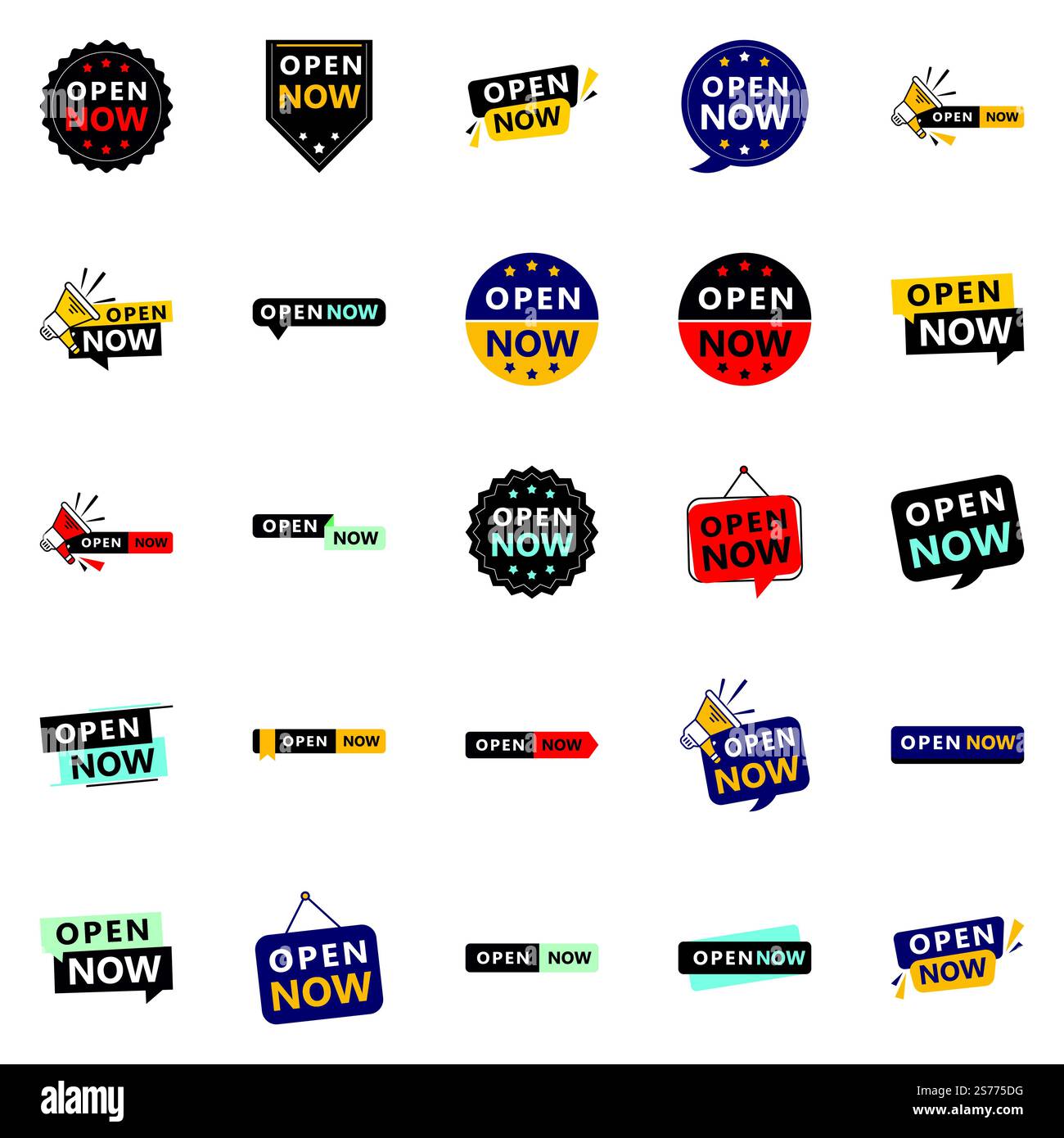 Open now A pack of 25 vector designs for various business types Stock ...