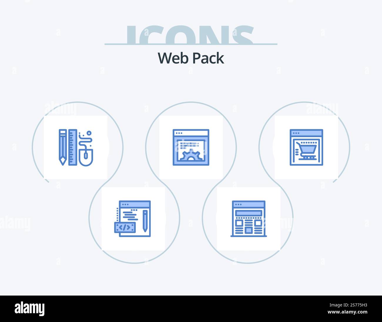 Web Pack Blue Icon Pack 5 Icon Design. . shopping cart. pen. ecommerce ...