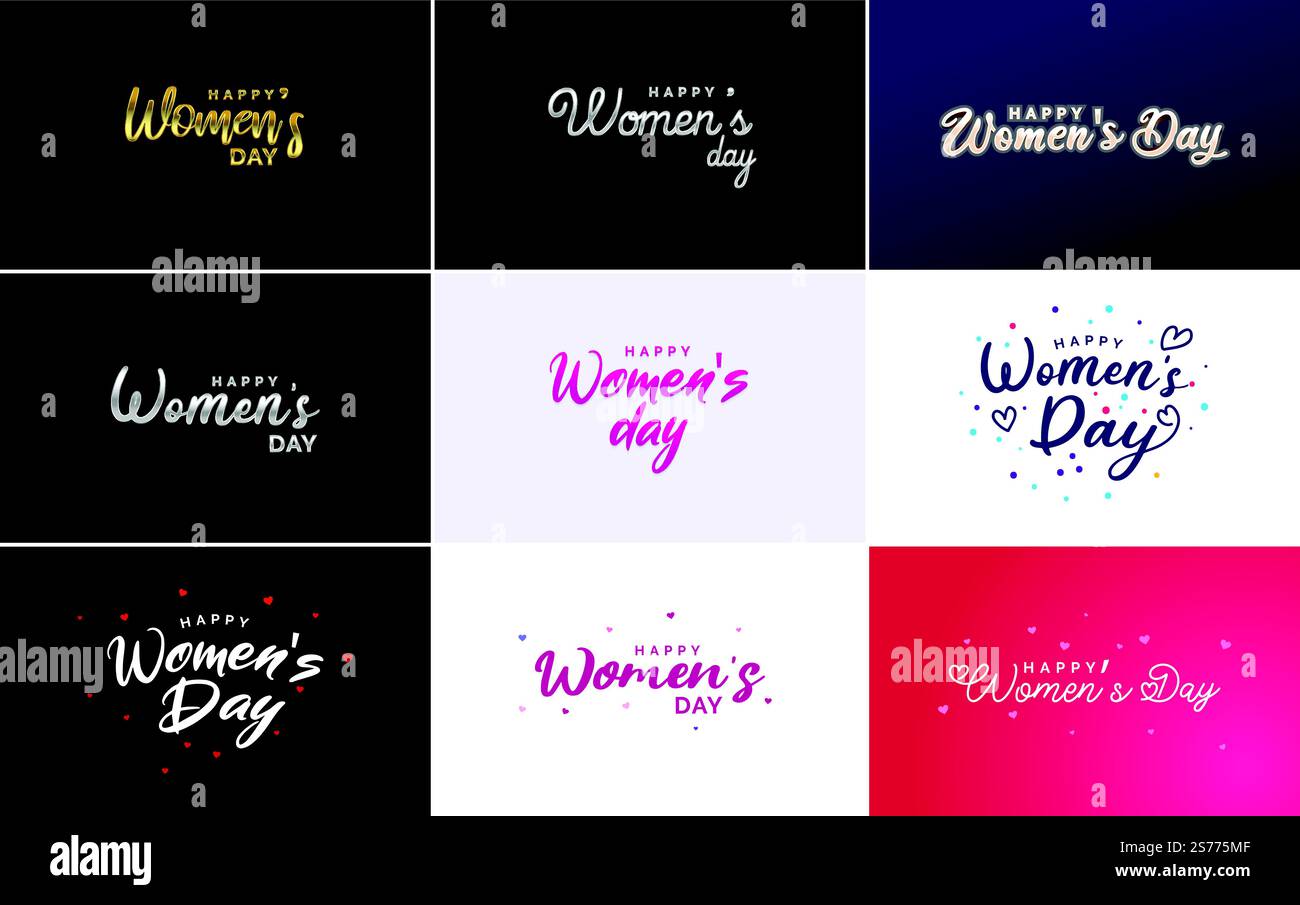 Women Sign For Lettering Happy Woman’s Day handwritten lettering set for use in greeting or ...