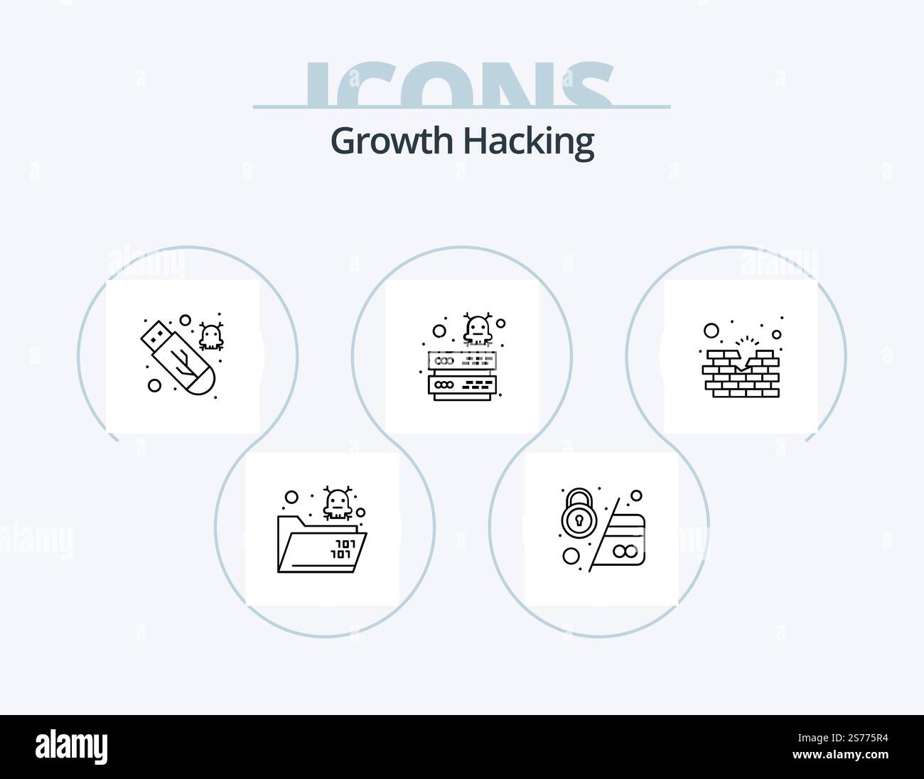 Hacking Line Icon Pack 5 Icon Design. wall. construction. message ...