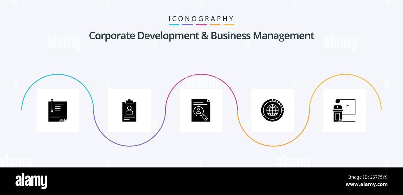 Corporate Development And Business Management Glyph 5 Icon Pack ...