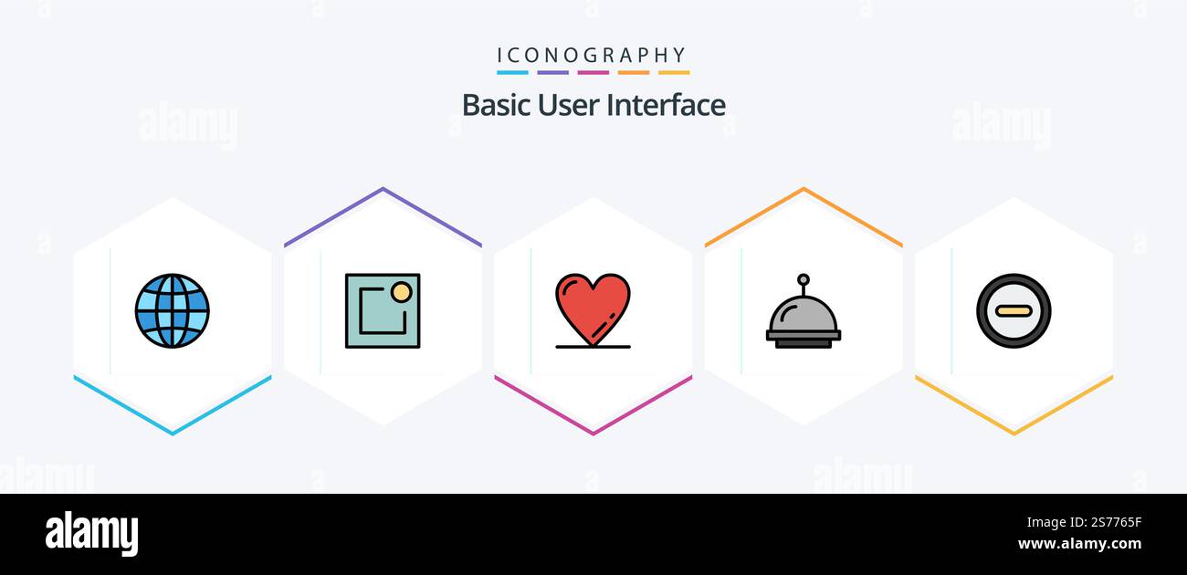 Basic 25 FilledLine icon pack including . . love. ui. basic Stock Vector