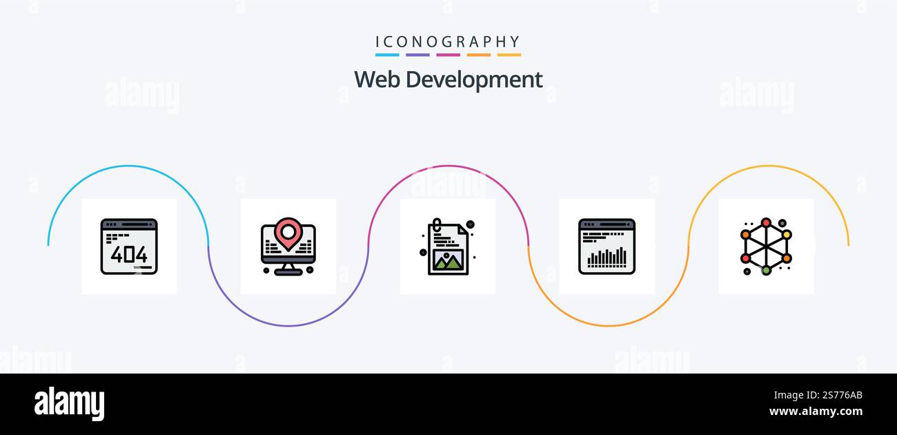 Web Development Line Filled Flat 5 Icon Pack Including data. diagnostic ...