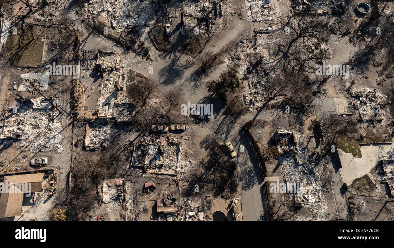 Altadena, United States. 18th Jan, 2025. Drone view of the community of ...
