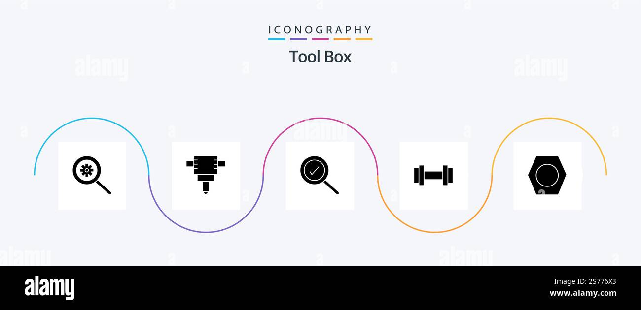Tools Glyph 5 Icon Pack Including . tools. Stock Vector