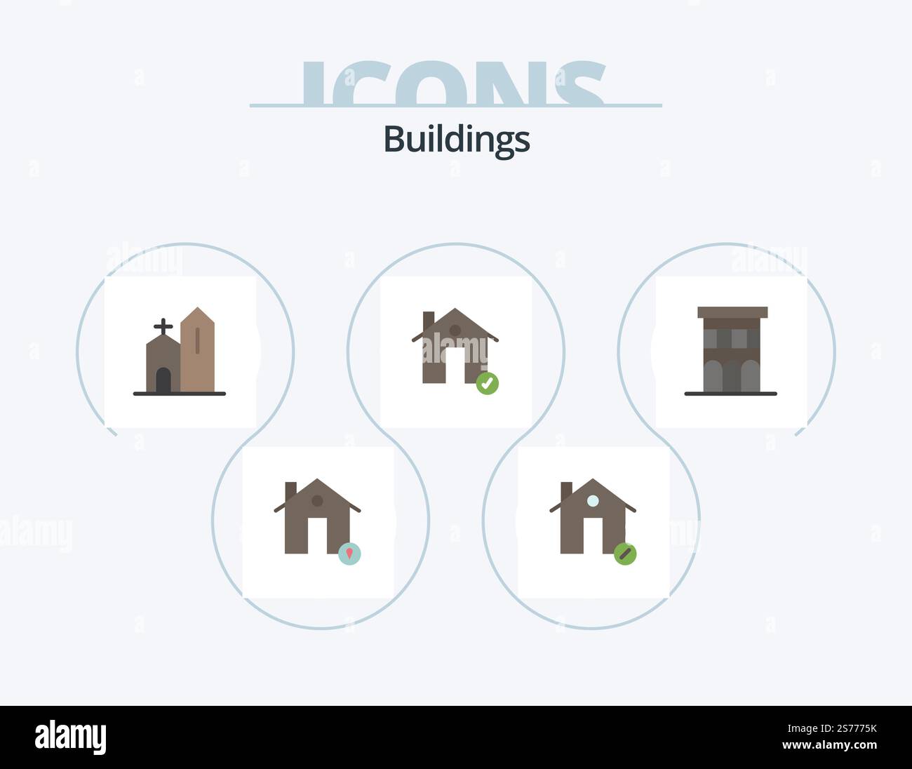 Buildings Flat Icon Pack 5 Icon Design. complete. buildings. house ...