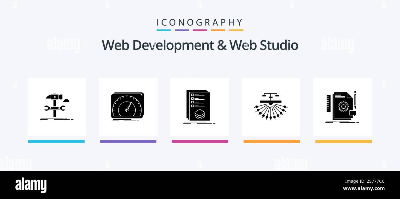Web Development And Web Studio Glyph 5 Icon Pack Including site ...