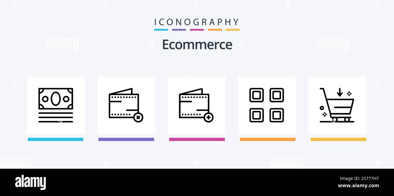 Ecommerce Line 5 Icon Pack Including close. page. mail. layout ...
