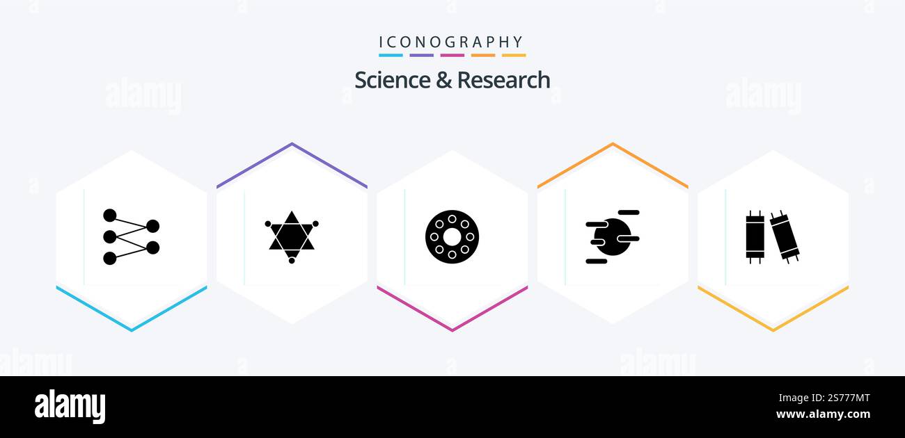 Science 25 Glyph icon pack including . uranus. Stock Vector