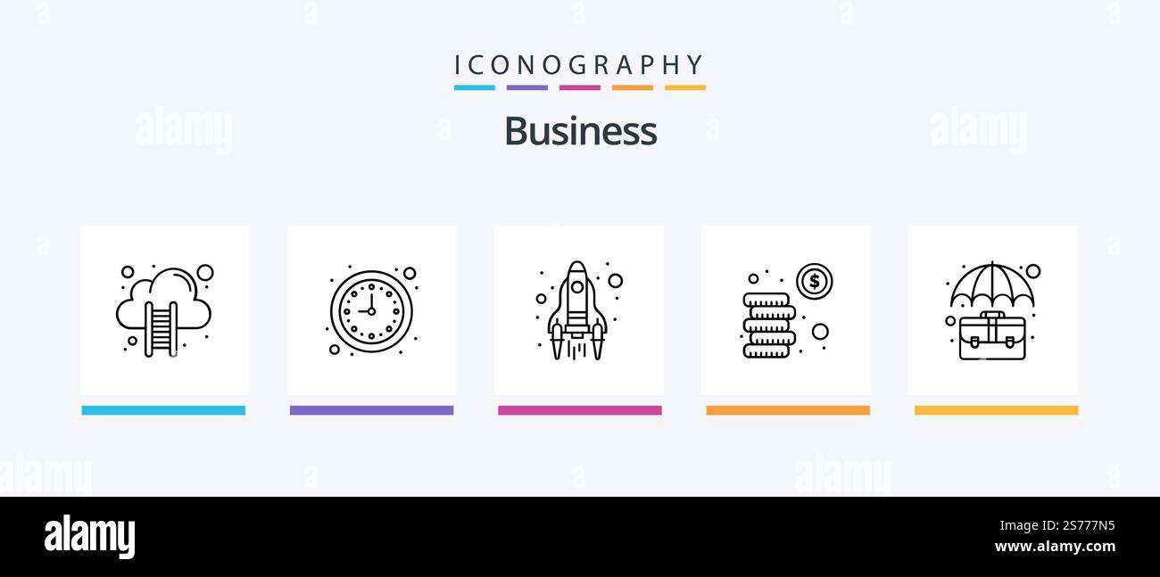 Business Line 5 Icon Pack Including partnership. agreement. card. graph ...