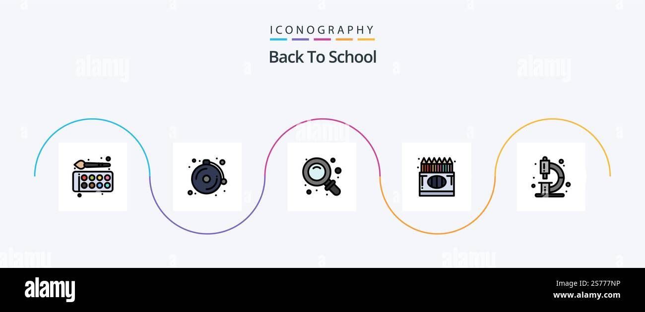 Back To School Line Filled Flat 5 Icon Pack Including biology. drawing ...