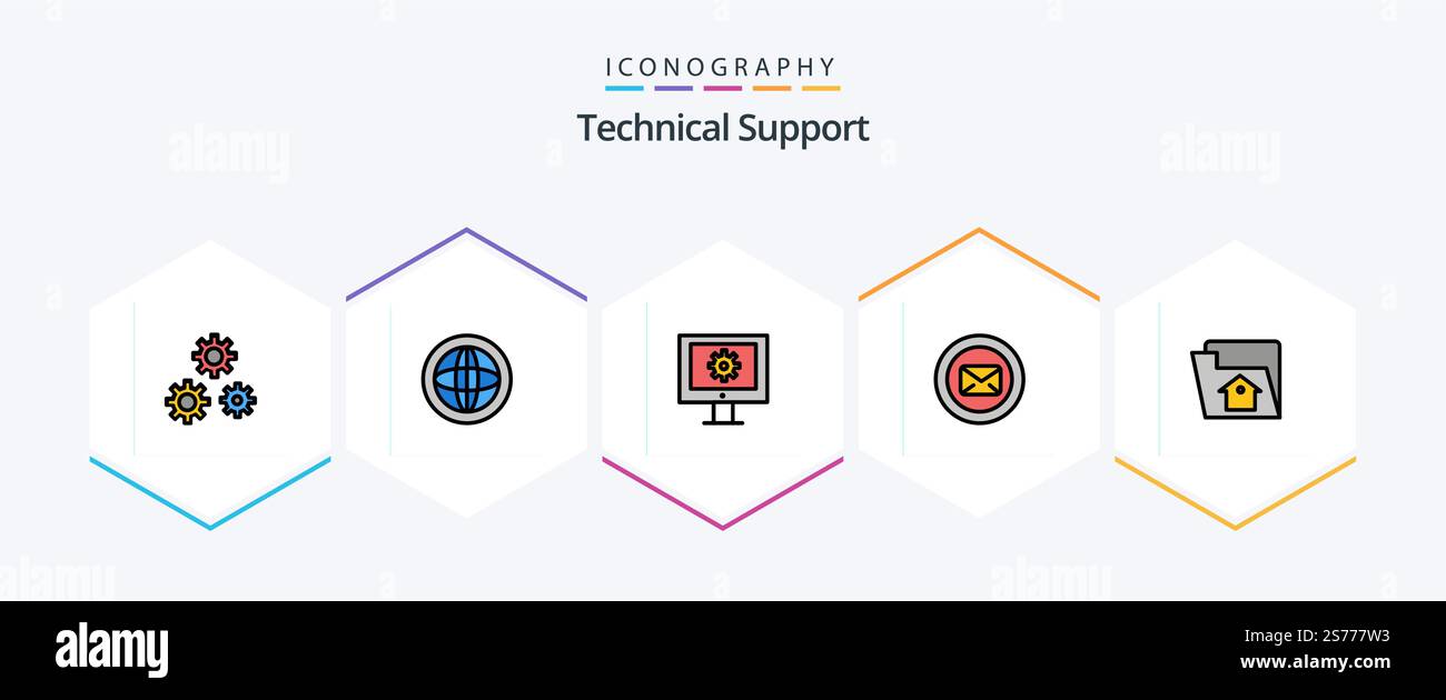Technical Support 25 FilledLine icon pack including typing. support. support. message. web maintenance Stock Vector