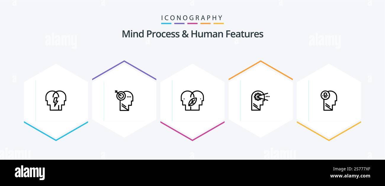 Mind Process And Human Features 25 Line icon pack including mind. eco mind. focus. eco. human Stock Vector