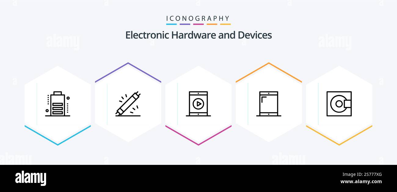 Devices 25 Line icon pack including electronics. phone. cinema. devices ...