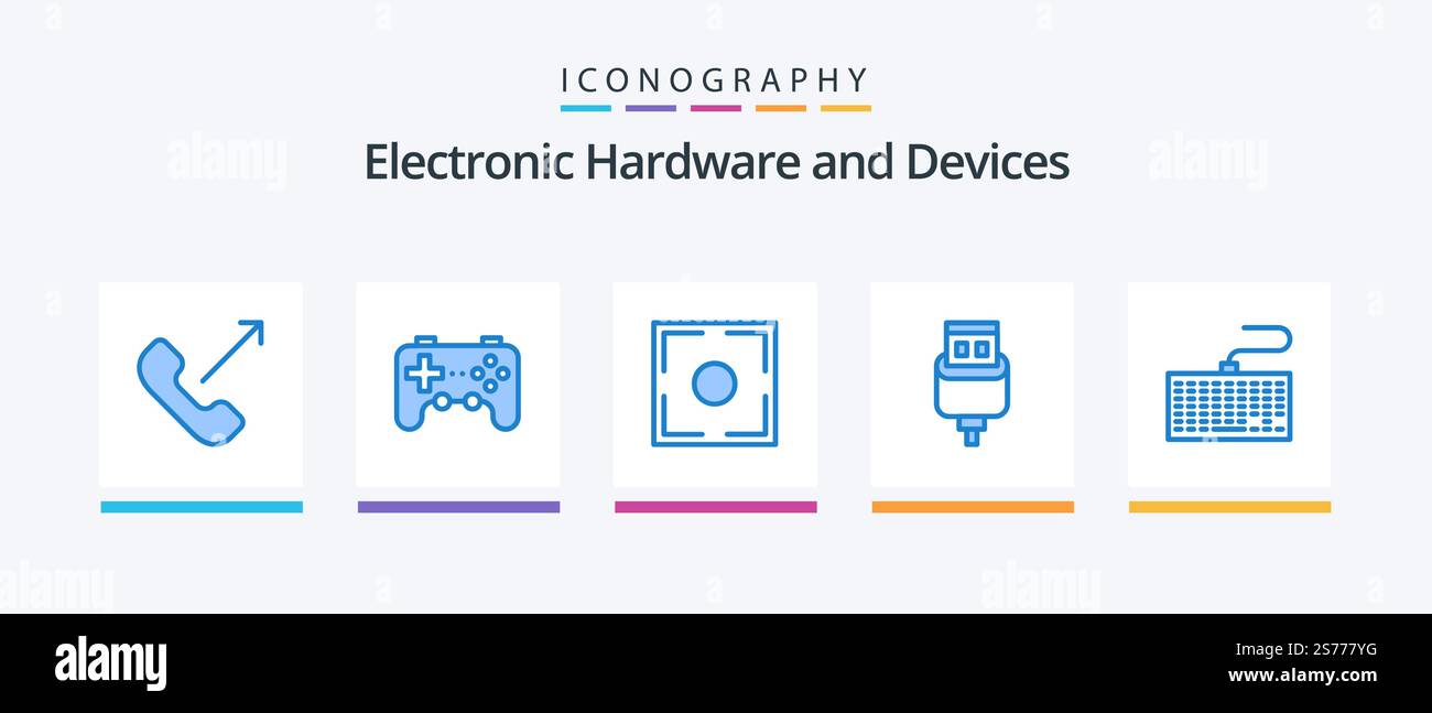 Devices Blue 5 Icon Pack Including keyboard. usb. focus. connector ...
