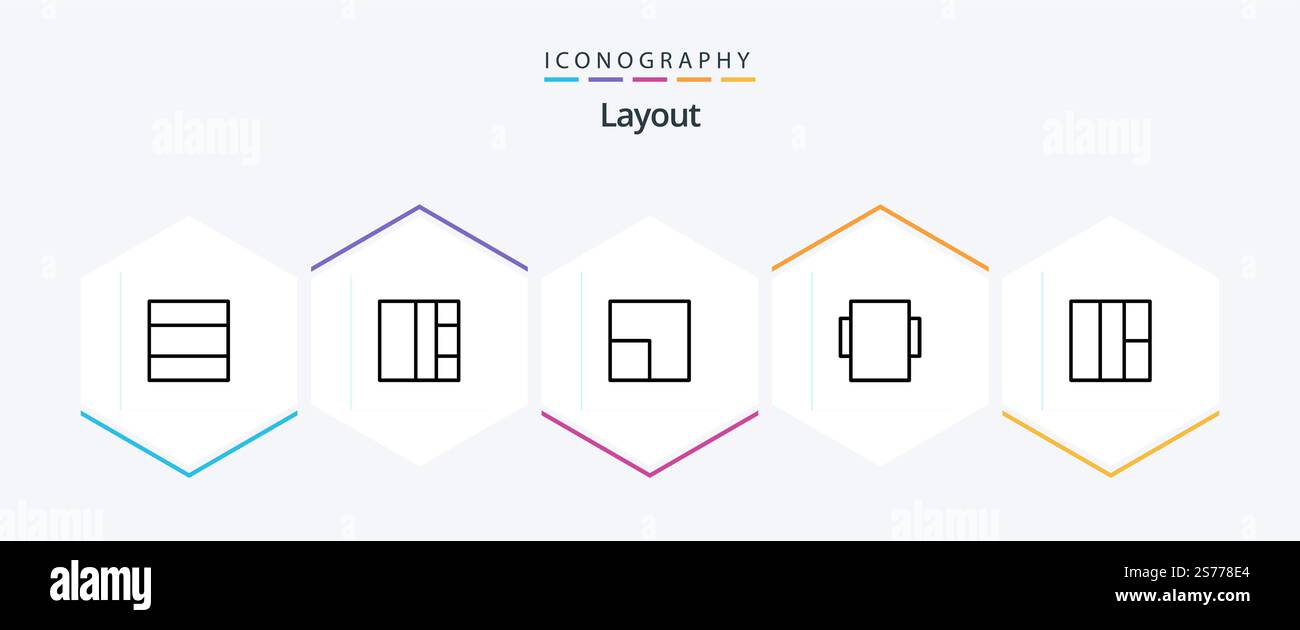 Layout 25 Line icon pack including . . Stock Vector