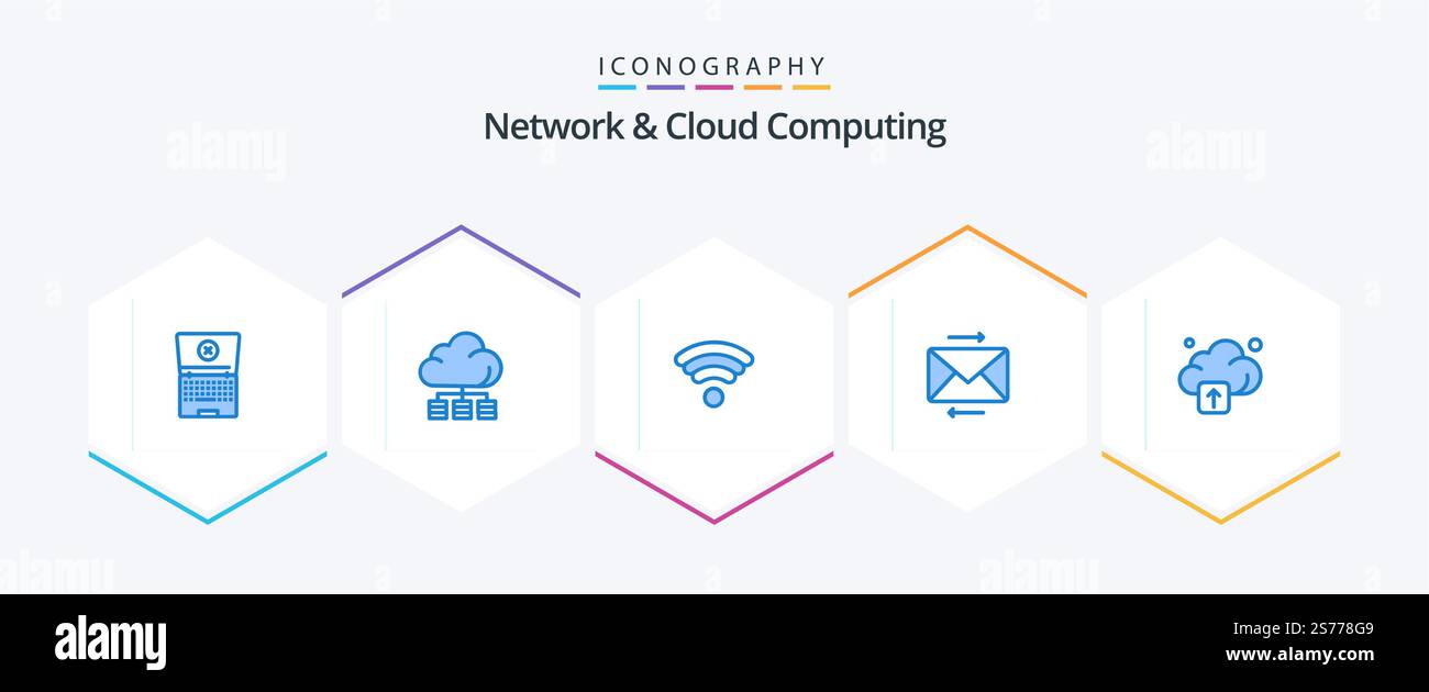 Network And Cloud Computing 25 Blue icon pack including . upload. wifi ...