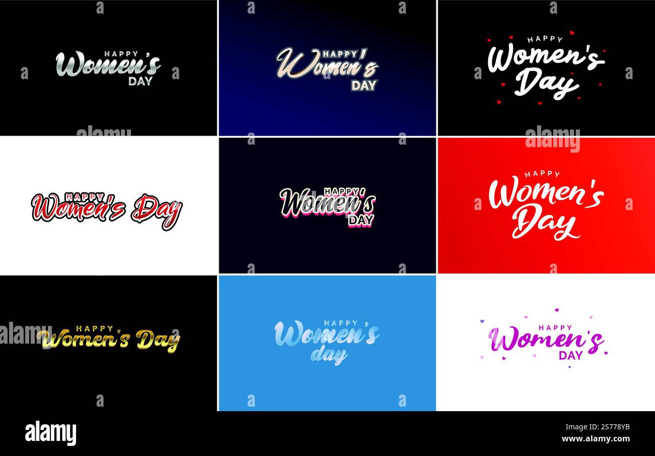 Women Sign For Lettering Happy Woman’s Day handwritten lettering set for use in greeting or ...