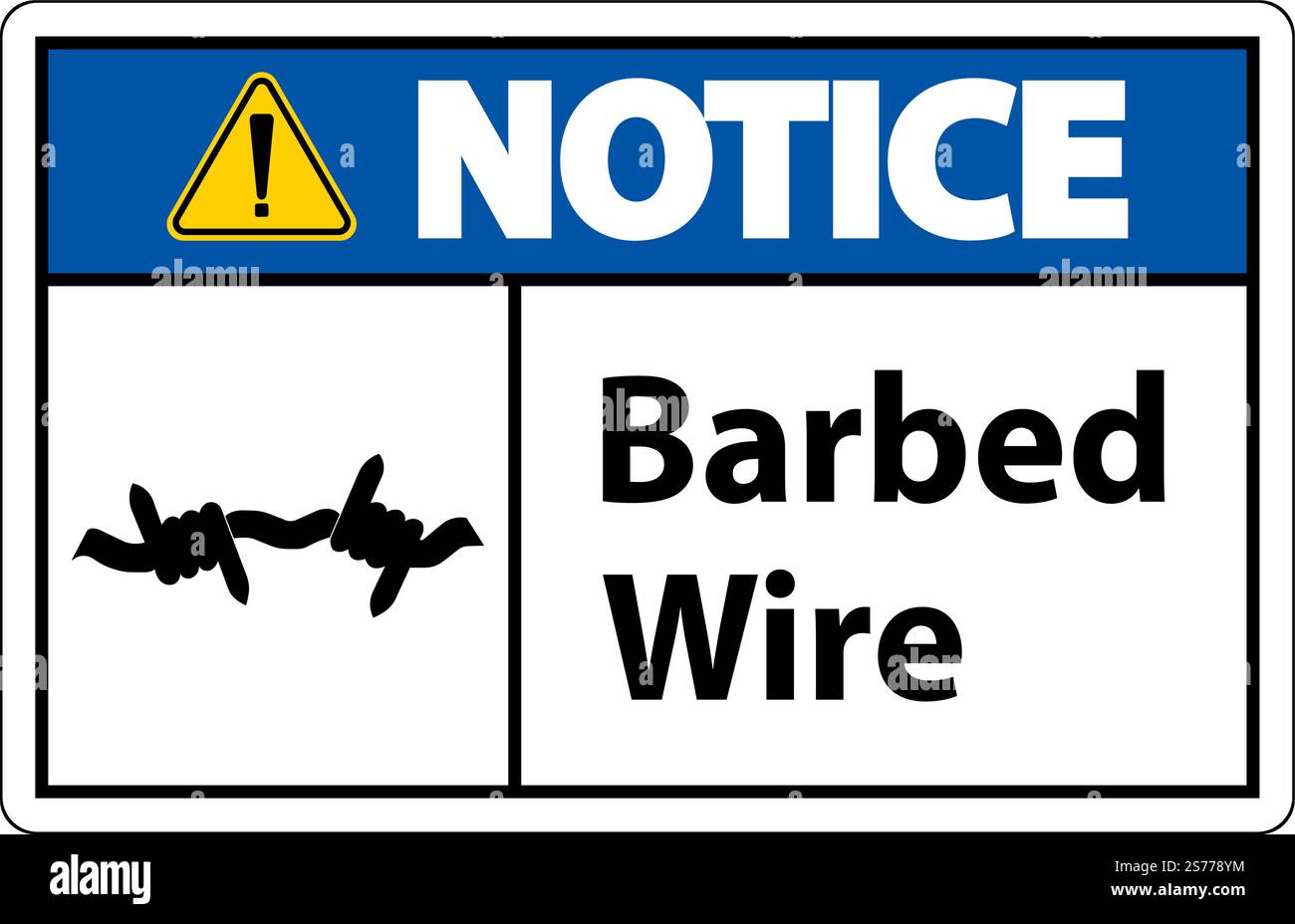 Notice Sign Barbed Wire On White Background Stock Vector