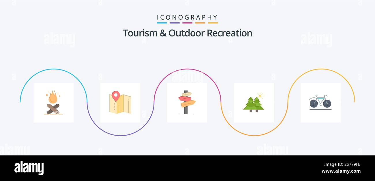 Tourism And Outdoor Recreation Flat 5 Icon Pack Including movement ...