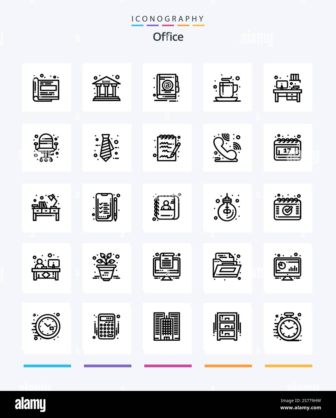 Creative Office 25 OutLine icon pack Such As workplace. desk. address ...